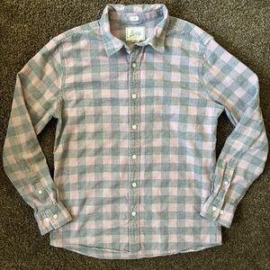 Bixby Nomad men's long sleeve button-down flannel shirt, pink/gray, Size Small